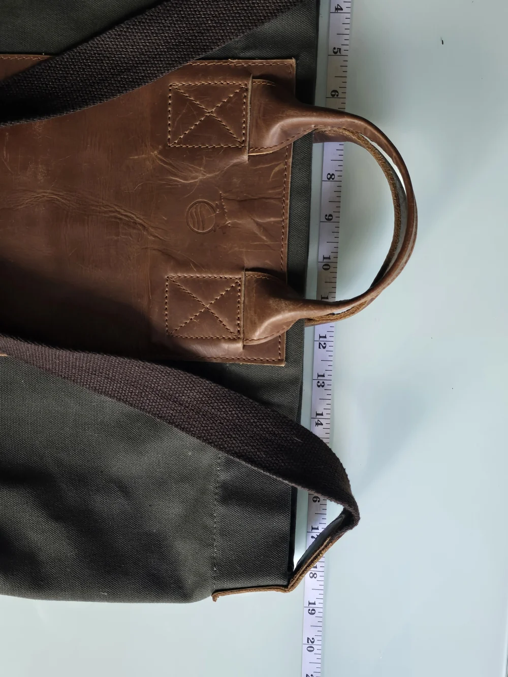 Horny Toad by United By Blue Olive Canvas & Leather Crossbody Tote Bag